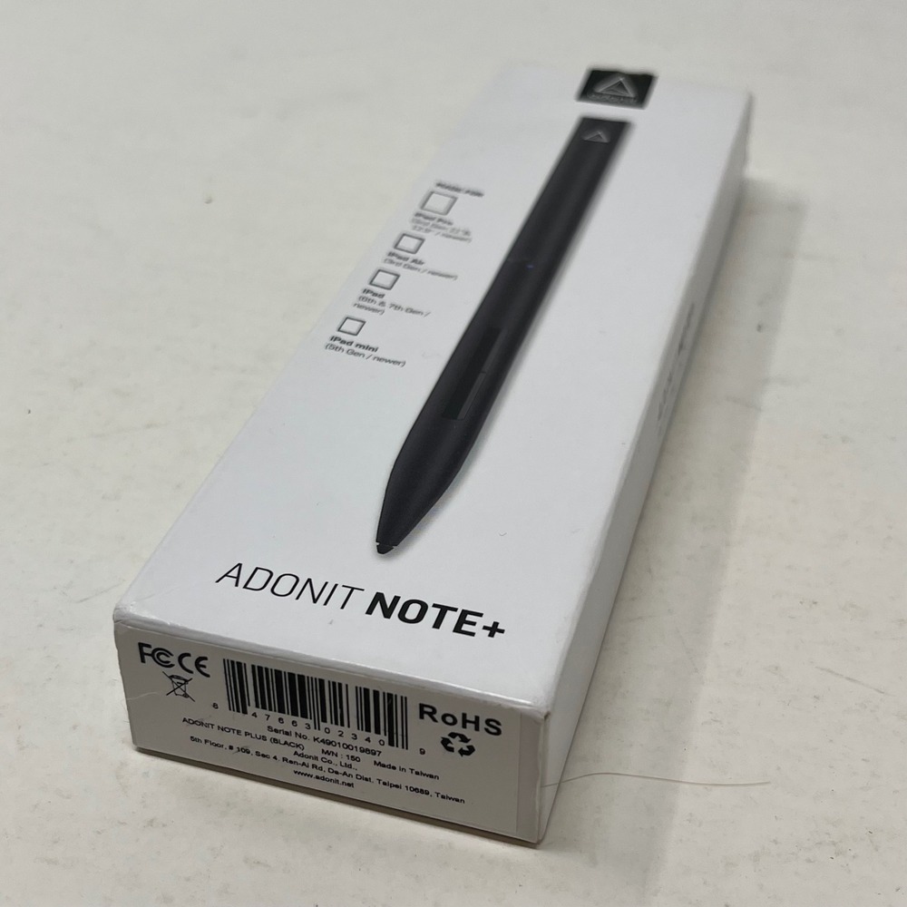 Adonit Note+ Stylus Pen for iPad Black Pressure Sensitive Programmable Buttons